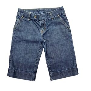 Citizens of Humanity Denim Bermuda Shorts Dark Wash Cuffed Hem Women 25 Fits 27"